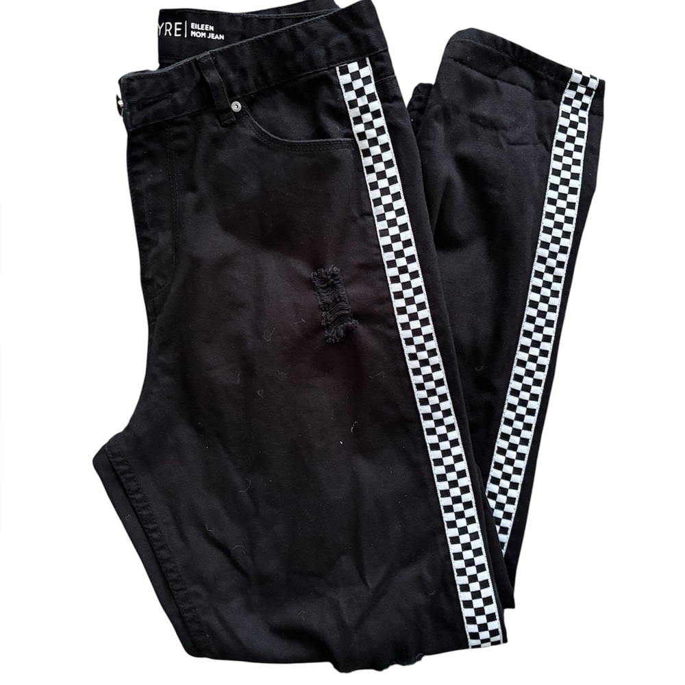 Empyre black checkered mom jeans size 5